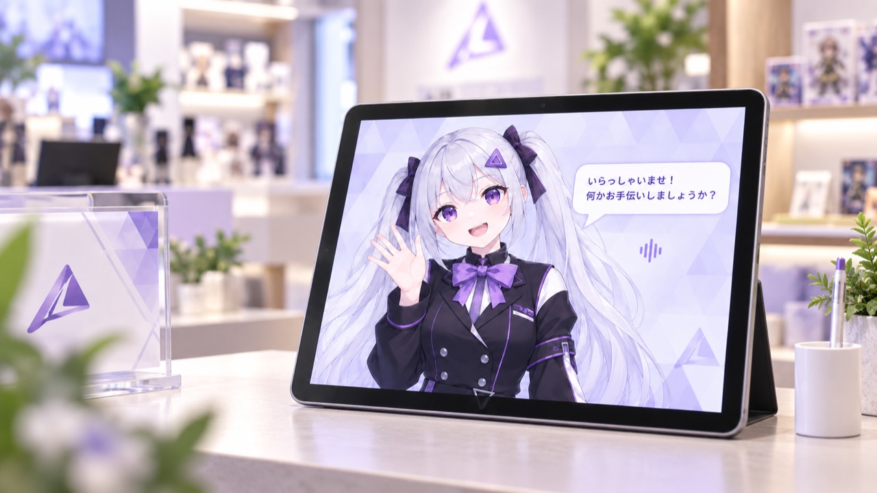 店舗に設置されたノアブレインのAI案内タブレット